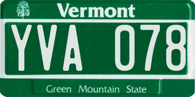 VT license plate YVA078