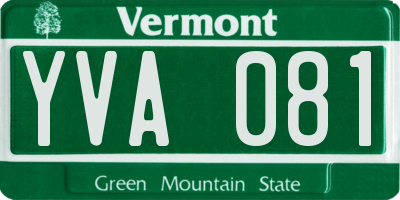 VT license plate YVA081