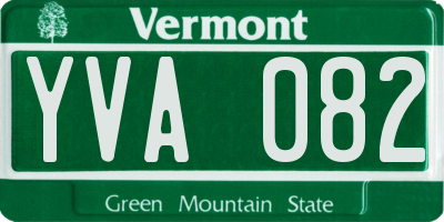 VT license plate YVA082