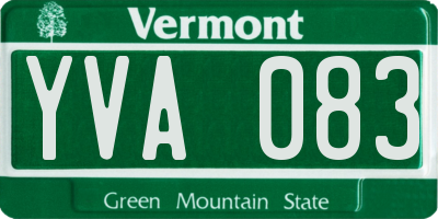 VT license plate YVA083