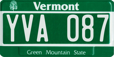 VT license plate YVA087