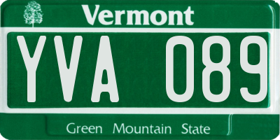 VT license plate YVA089