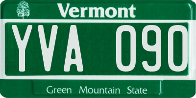 VT license plate YVA090