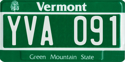 VT license plate YVA091