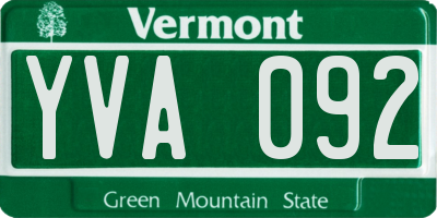 VT license plate YVA092