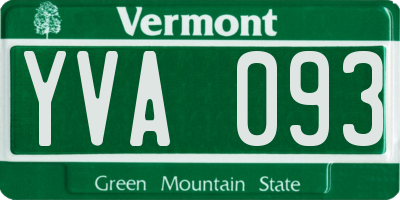 VT license plate YVA093