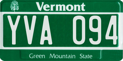 VT license plate YVA094
