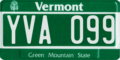 VT license plate YVA099