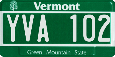 VT license plate YVA102