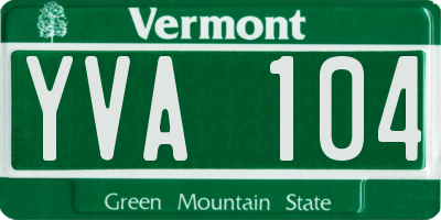 VT license plate YVA104