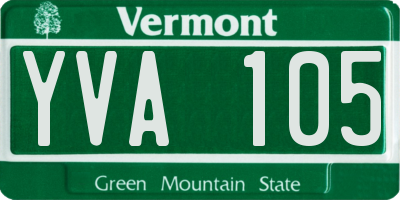 VT license plate YVA105