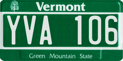 VT license plate YVA106