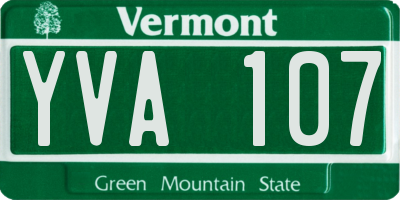 VT license plate YVA107