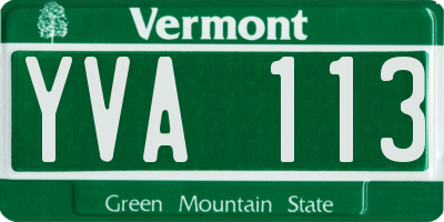 VT license plate YVA113