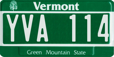 VT license plate YVA114