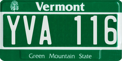VT license plate YVA116