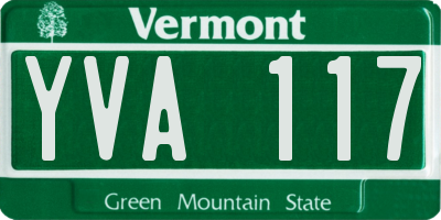 VT license plate YVA117