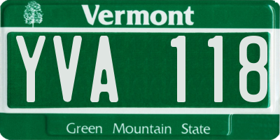 VT license plate YVA118