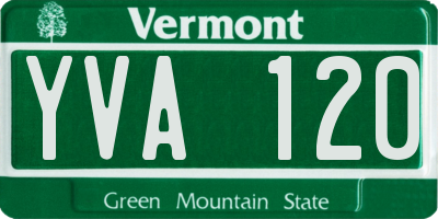 VT license plate YVA120