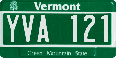 VT license plate YVA121