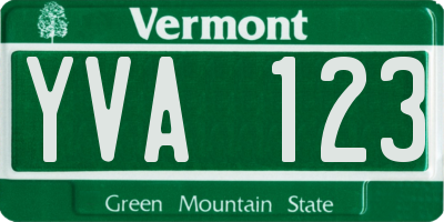 VT license plate YVA123