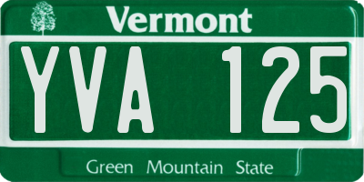 VT license plate YVA125