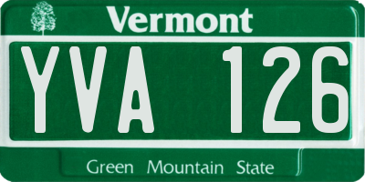 VT license plate YVA126