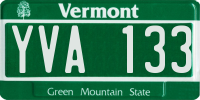 VT license plate YVA133