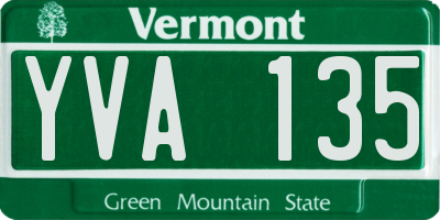 VT license plate YVA135