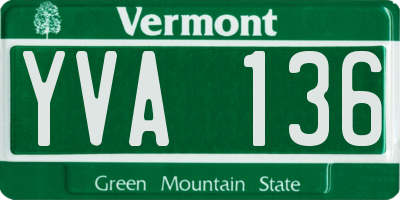 VT license plate YVA136