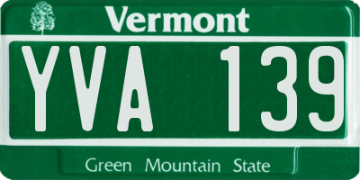 VT license plate YVA139