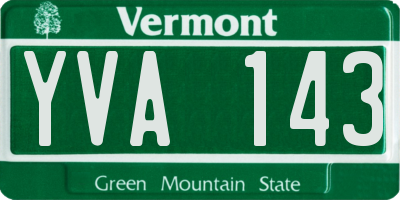 VT license plate YVA143