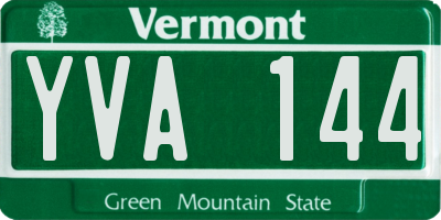 VT license plate YVA144