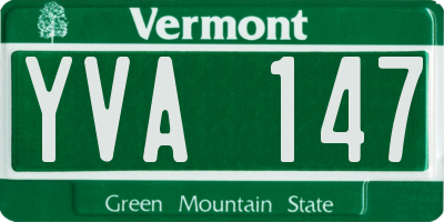 VT license plate YVA147