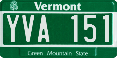VT license plate YVA151