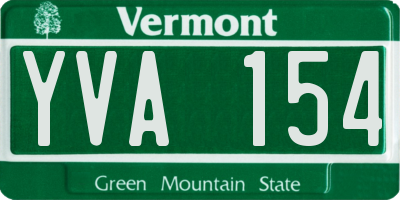 VT license plate YVA154