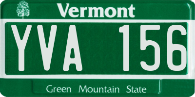 VT license plate YVA156