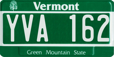 VT license plate YVA162