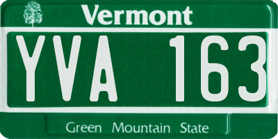 VT license plate YVA163
