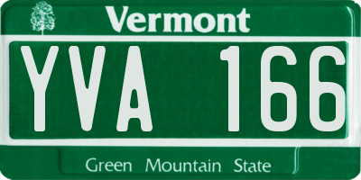 VT license plate YVA166