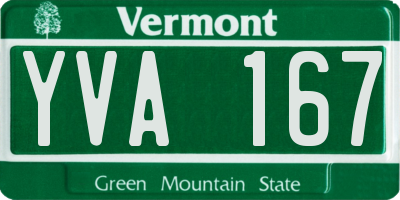 VT license plate YVA167