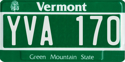 VT license plate YVA170