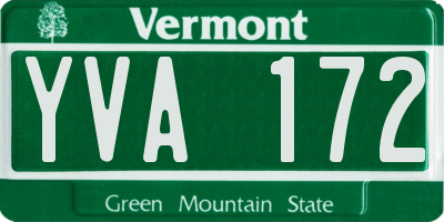 VT license plate YVA172