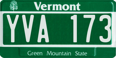 VT license plate YVA173