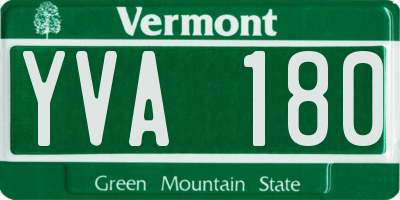 VT license plate YVA180