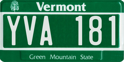 VT license plate YVA181