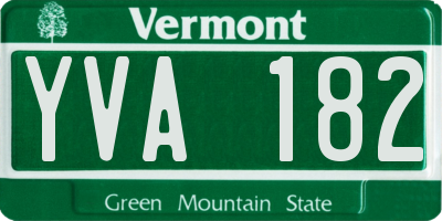 VT license plate YVA182