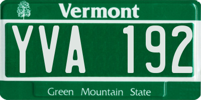 VT license plate YVA192