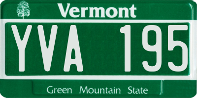 VT license plate YVA195