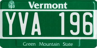 VT license plate YVA196